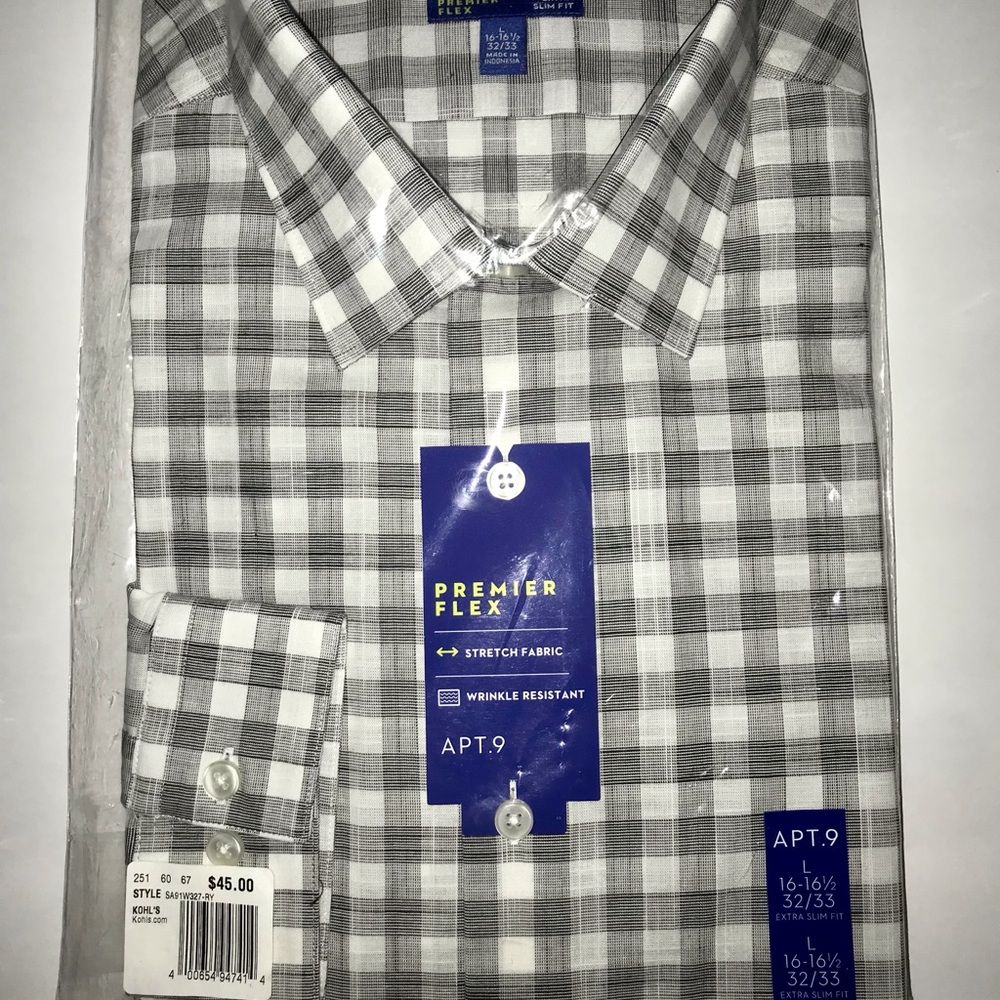 New Men’s Shirt Apt 9 Button Shirt Large